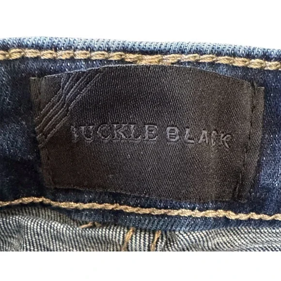 Buckle Black Ankle Skinny Jeans Women Fit No 35 Blue Denim Stretch 25x27 - Picture 5 of 9